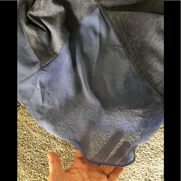 LOGO Lounge Top XS Jersey Knit Chiffon Flared Hem Embroidered Boho Pullover - Picture 9 of 12